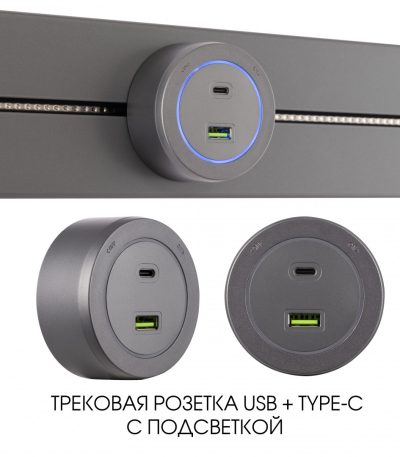 Трековая розетка Arte Milano Am-track-sockets-39 399731TS/USB-Type-C Grey