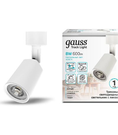 Трековый однофазный светильник Gauss Gauss Track White TR089