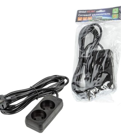 Удлинитель бытовой Uniel Ultra S-CU2-3 BLACK UL-00009976