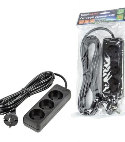 Удлинитель бытовой Uniel Ultra S-CU3-3 BLACK UL-00009983