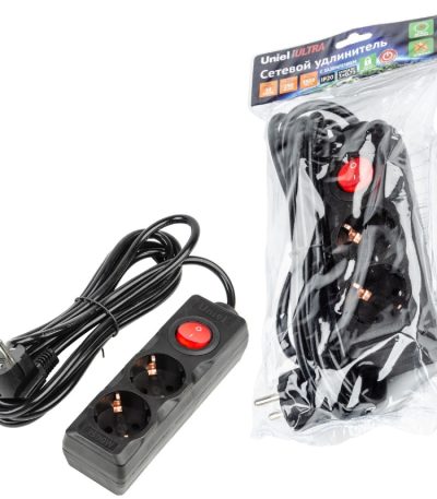 Удлинитель бытовой Uniel Ultra S-GCU2-3B BLACK UL-00010011