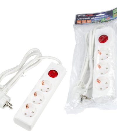 Удлинитель бытовой Uniel Ultra S-GCU3-1,5B WHITE UL-00010013