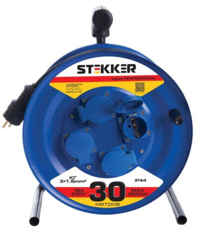 Удлинитель на металлической катушке 4-местный Stekker PRF02-31-30 30м 39786