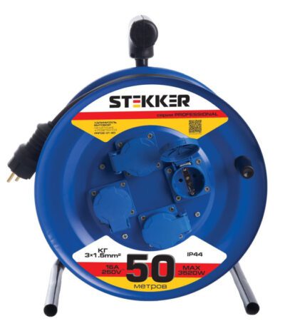 Удлинитель на металлической катушке 4-местный Stekker PRF02-31-50 50м 39787