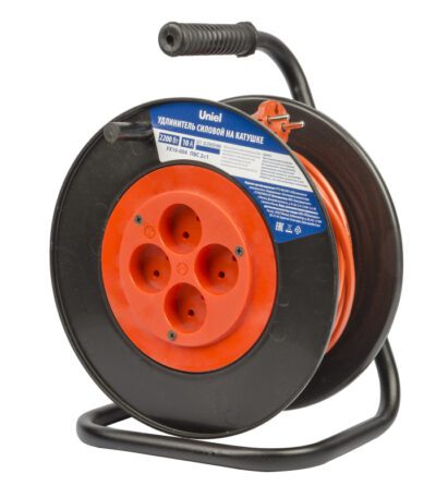 Удлинитель на пластиковой катушке Uniel YX10-004 /UCK-4N/2x1,00/40M/S ORANGE/BLACK UL-00009857
