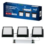 Встраиваемый светильник Uniel ULP-1010-20W/4000K IP54 GRILYATO OPAL BLACK KIT03 UL-00012836