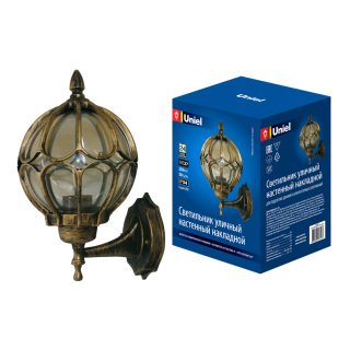 Уличный настенный светильник Uniel UUL-S90A 60W/E27 IP54 GOLD UL-00007526