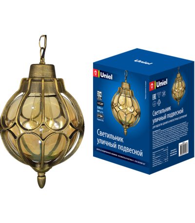 Уличный подвесной светильник Uniel UUL-H90A 60W/E27 IP54 GOLD UL-00007694