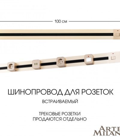 Встраиваемый шинопровод с выключателем Arte Milano Am-track-sockets 385201TBB/100 Gold