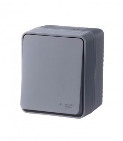 Выключатель 1-клавишный 10 АХ Systeme Electric AtlasDesign Profi54 Наруж Антрацит ATN544011