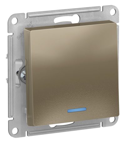 Выключатель 1-клавишный с подсветкой, сх.1а, 10АХ Systeme Electric AtlasDesign Шампань ATN000513