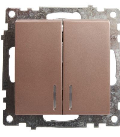 Выключатель 2-клавишный c индикатором Stekker Катрин 39593