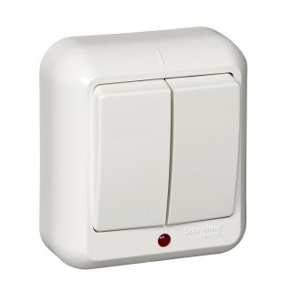 Выключатель 2-клавишный с подсветкой Schneider Electric Прима A56-007-B