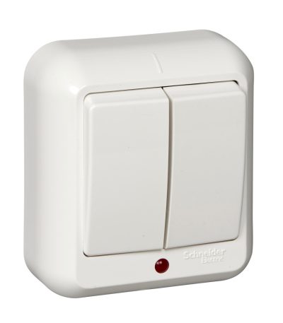 Выключатель 2-клавишный с подсветкой Schneider Electric Прима A56-007-B