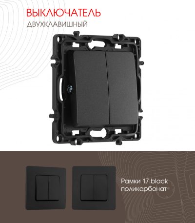 Выключатель двухклавишный Arte Milano 217.30-2.black