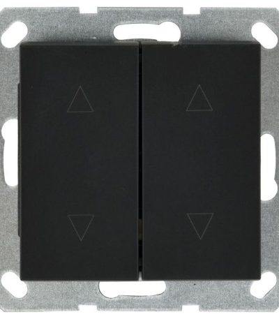 Выключатель двухклавишный Jasmart для жалюзи/штор в комплекте с накладкой 10A 250V черный матовый (soft touch) G3028PB