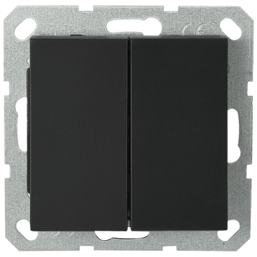 Выключатель двухклавишный Jasmart проходной с накладкой 10A 250V черный матовый (soft touch) G3022PB