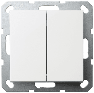 Выключатель двухклавишный Jasmart с накладкой 10A 250V белый глянцевый G3023W