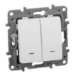 Выключатель двухклавишный Legrand Etika с подсветкой 10A 250V белый 672204