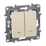 Выключатель двухклавишный Legrand Etika с подсветкой 10A 250V слоновая кость 672304