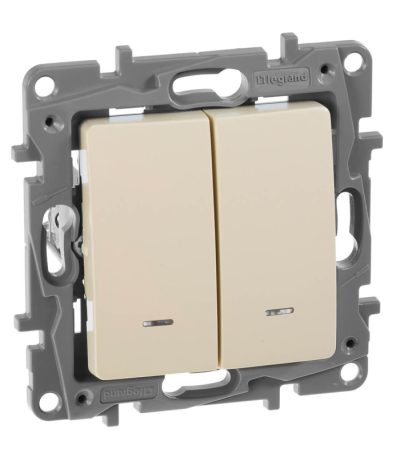 Выключатель двухклавишный Legrand Etika с подсветкой 10A 250V слоновая кость 672304