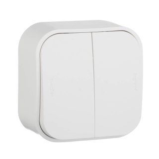 Выключатель двухклавишный Legrand Quteo 10A 250V белый 782202