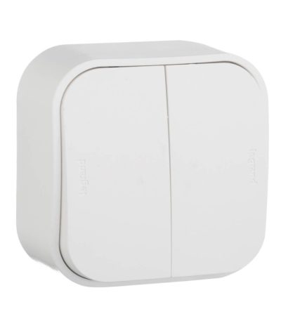Выключатель двухклавишный Legrand Quteo 10A 250V белый 782202