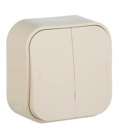 Выключатель двухклавишный Legrand Quteo 10A 250V слоновая кость 782232