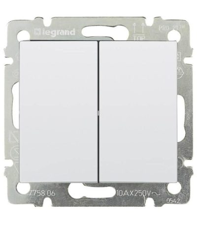 Выключатель двухклавишный Legrand Valena 10A 250V белый 774405