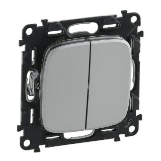 Выключатель двухклавишный Legrand Valena Allure 10A 250V алюминий 752905