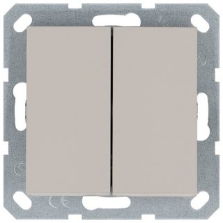 Выключатель двухклавишный перекрестный 10A 250V с накладкой, цвет Тауп Jasmart G3014T