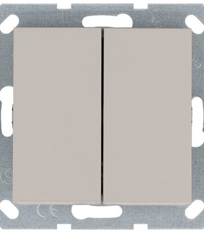 Выключатель двухклавишный перекрестный 10A 250V с накладкой, цвет Тауп Jasmart G3014T