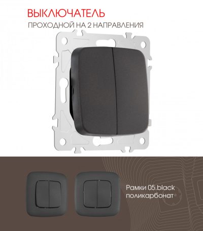 Выключатель двухклавишный проходной Arte Milano 205.32-2.black