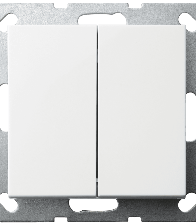 Выключатель двухклавишный проходной Jasmart с накладкой 10A 250V белый глянцевый G3022W