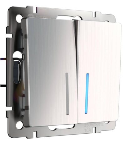 Выключатель двухклавишный проходной с подсветкой Werkel глянцевый никель W1122102 4690389157912