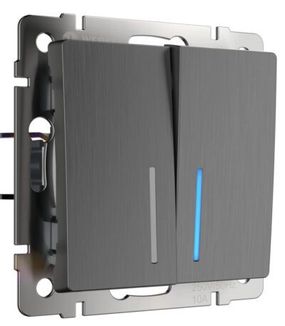 Выключатель двухклавишный проходной с подсветкой Werkel графит рифленый W1122104 4690389158490