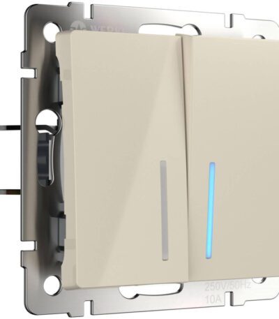 Выключатель двухклавишный проходной с подсветкой Werkel слоновая кость W1122103 4690389155635