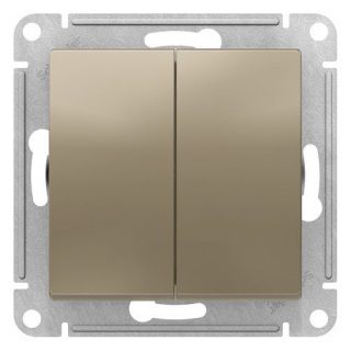 Выключатель двухклавишный проходной Schneider Electric Atlas Design ATN000565