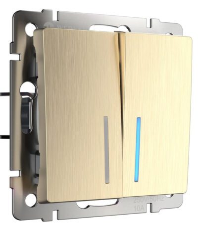 Выключатель двухклавишный с подсветкой Werkel шампань рифленый W1120110 4690389160233