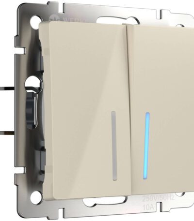Выключатель двухклавишный с подсветкой Werkel слоновая кость W1120103 4690389155611