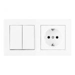 Выключатель двухклавишный с розеткой Arte Milano SET06-2-30-2-40-1 white