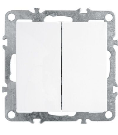Выключатель двухклавишный Stekker Эрна белый PSW10-9104-01 39312