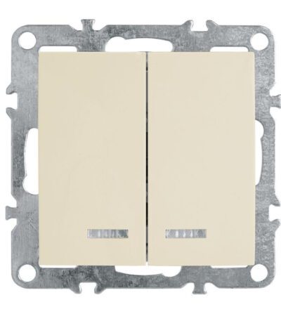 Выключатель двухклавишный Stekker Эрна с подсветкой слоновая кость PSW10-9102-02 39321