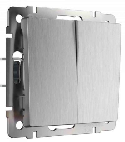 Выключатель двухклавишный проходной Werkel (cеребряный рифленый) W1122009 4690389159626