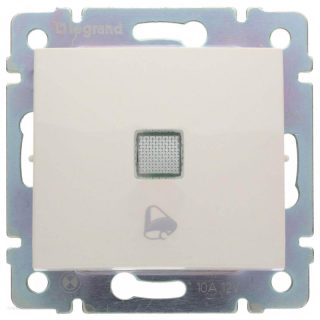 Выключатель кнопочный одноклавишный Legrand Valena 10A 12V с подсветкой Звонок слоновая кость 774315