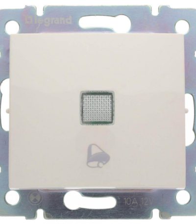 Выключатель кнопочный одноклавишный Legrand Valena 10A 12V с подсветкой Звонок слоновая кость 774315