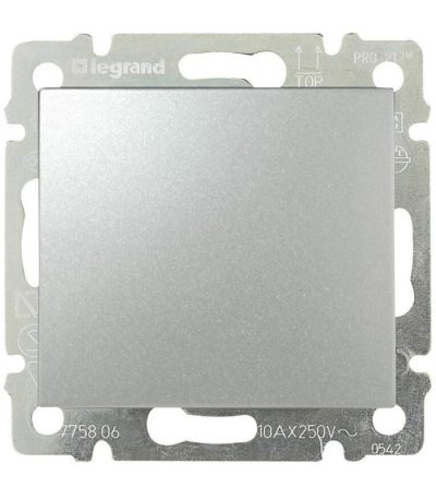 Выключатель кнопочный одноклавишный Legrand Valena алюминий 770111