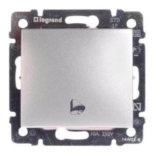 Выключатель кнопочный одноклавишный Legrand Valena Звонок алюминий 770216