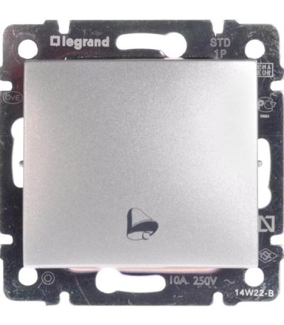 Выключатель кнопочный одноклавишный Legrand Valena Звонок алюминий 770216