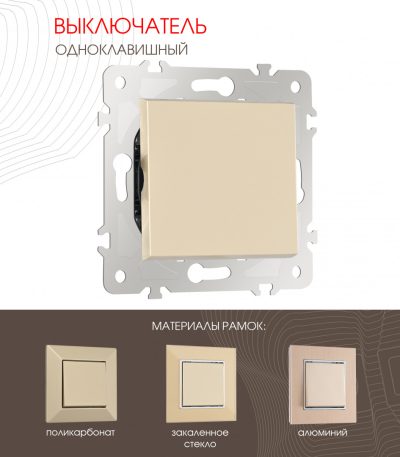 Выключатель одноклавишный Arte Milano 203.30-1.shampan